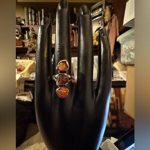 Natural Raw Carnelian Stone Ring, 925 Solid Stones Size 7 Handmade